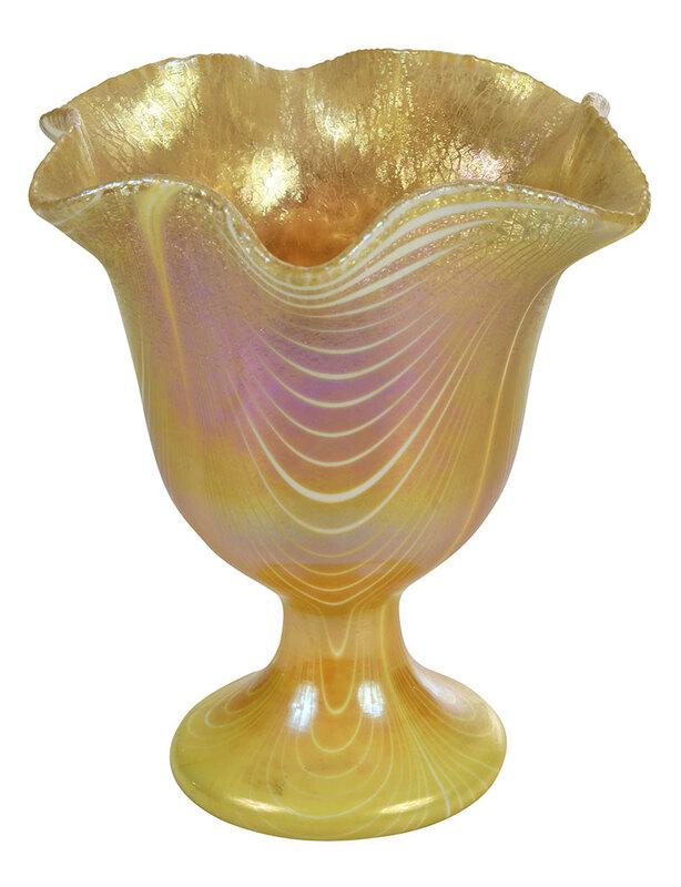 Steuben Aurene Art Glass Pedestal Vase (1 of 9)