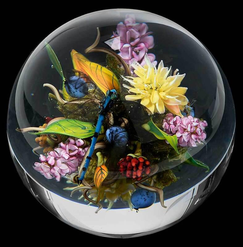 Paul J. Stankard Botanical Art Glass Paperweight Apr 23, 2021 Brunk Auctions in NC