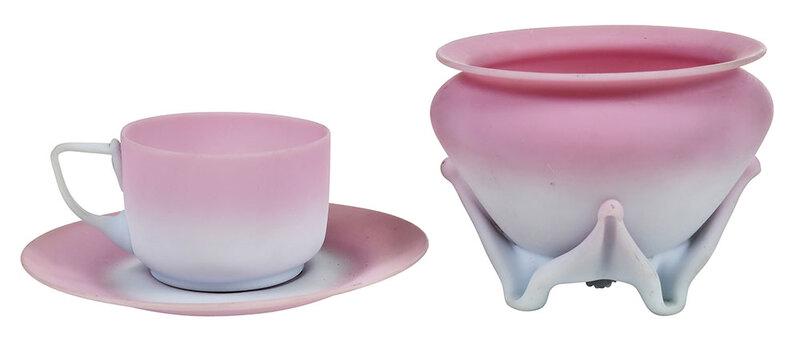 Mt. Washington Peachblow Bowl, Cup and Saucer (1 of 5)