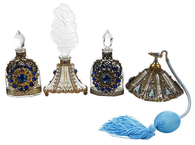 Four Jeweled Bottles with Gilt Filigree Mounts (1 of 4)
