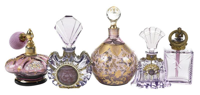 Five Amethyst Glass Perfume Bottles (1 of 5)