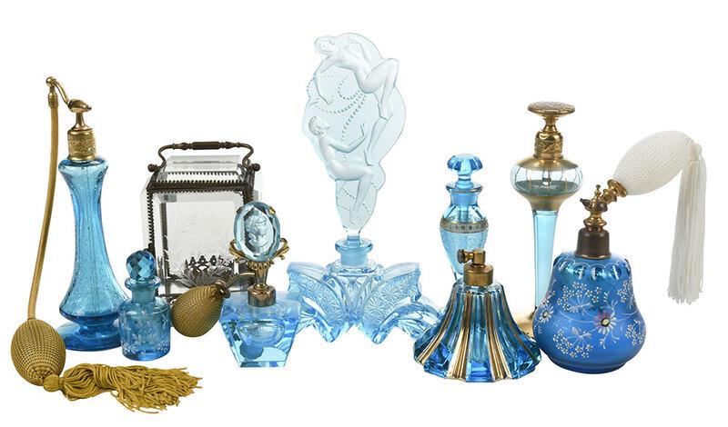 Eight Turquoise Perfume and Atomizers Bottles (1 of 5)