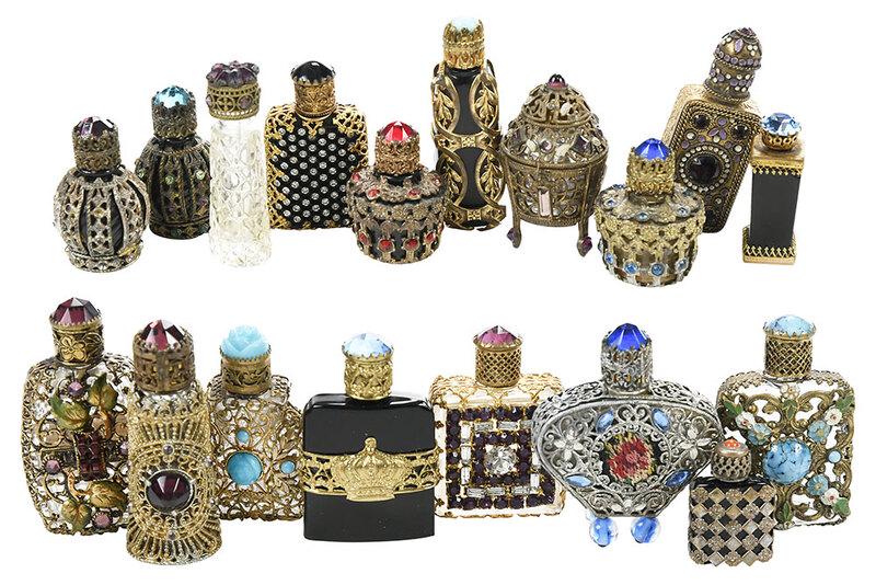 18 Small Filigree and Jeweled Perfume Bottles (1 of 5)
