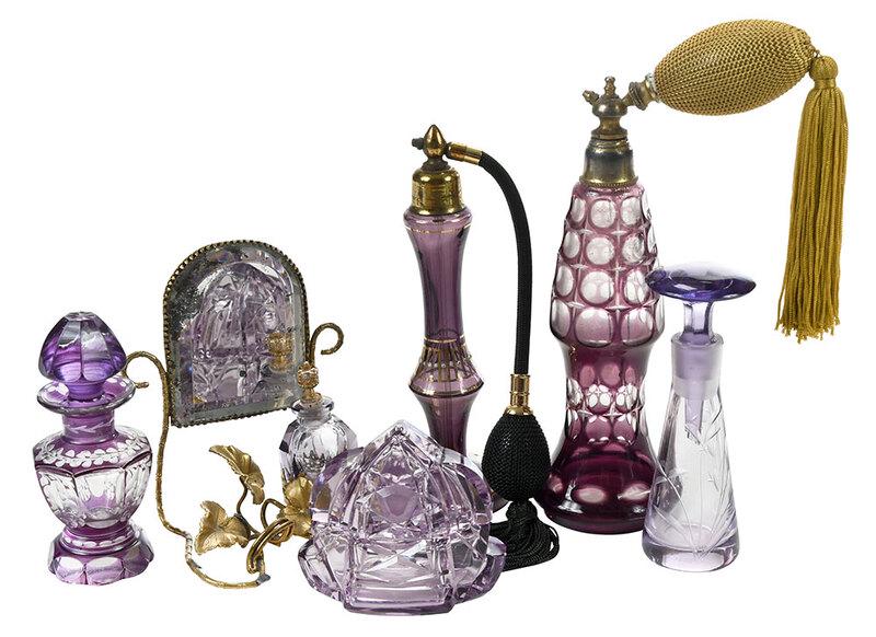 Six Amethyst Glass Perfume Bottles (1 of 4)