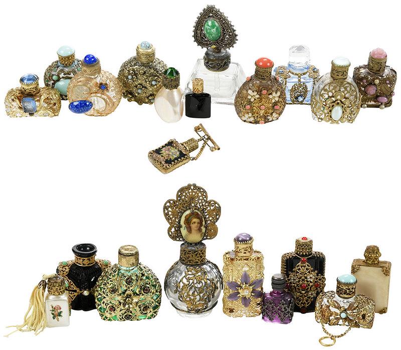 21 Assorted Small Filigree and Jeweled Perfumes (1 of 6)