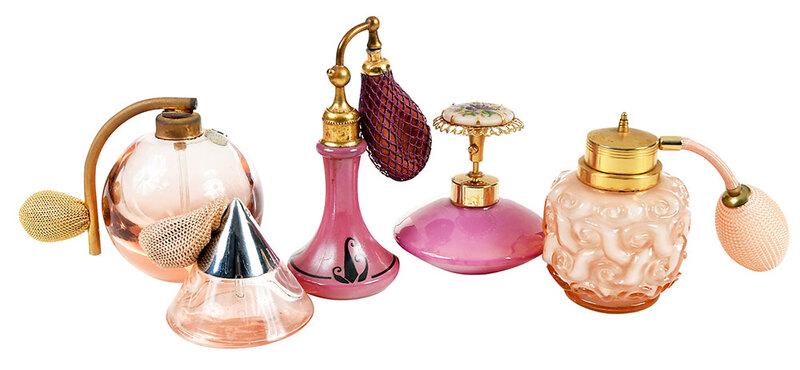 Five DeVilbiss Art Glass Atomizers (1 of 6)