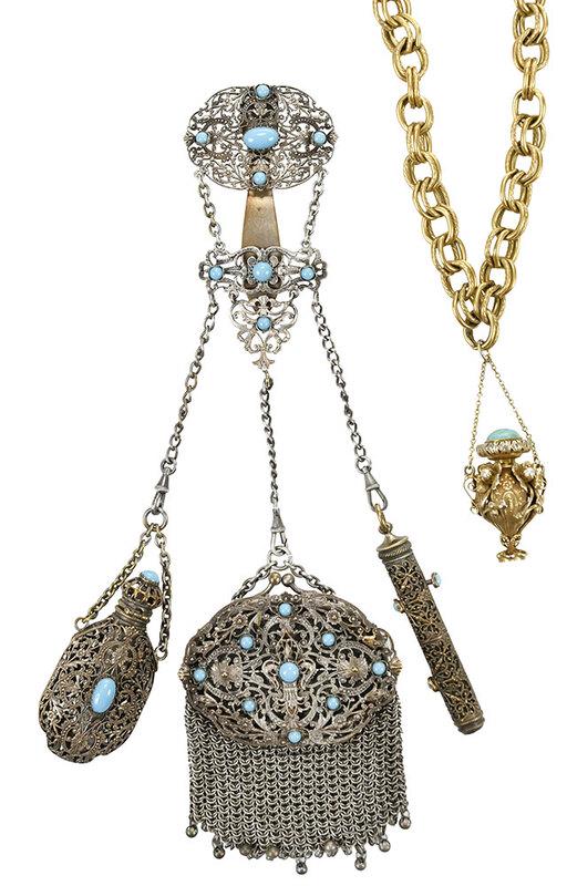 Silver Chatelaine and Scent Bottle Pendant (1 of 6)