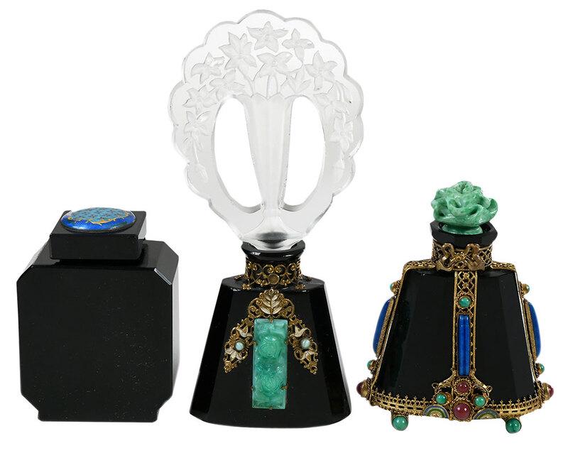 Three Black Glass Perfume Bottles (1 of 7)