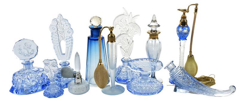 Set of Six Pale Blue Perfume Bottles, Five Others (1 of 5)