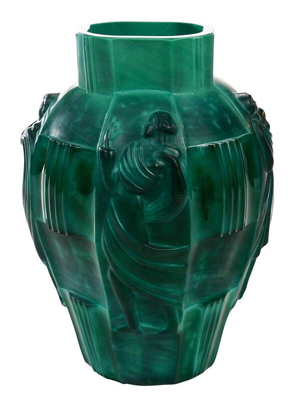 Curt Schlevogt Attributed Malachite Glass Vase (1 of 8)