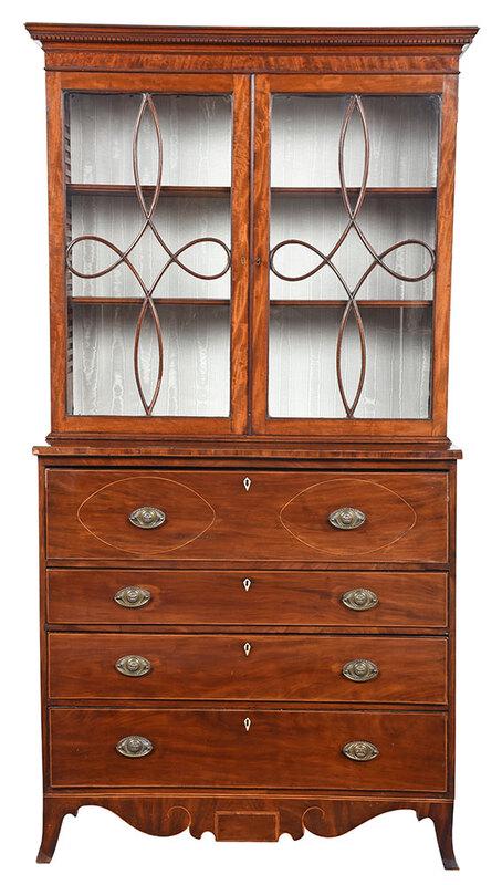 George III Inlaid Mahogany Secretary Bookcase (1 of 14)