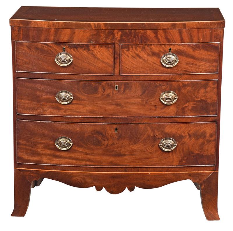 Georgian Figured Inlaid Mahogany Bowfront Chest (1 of 6)