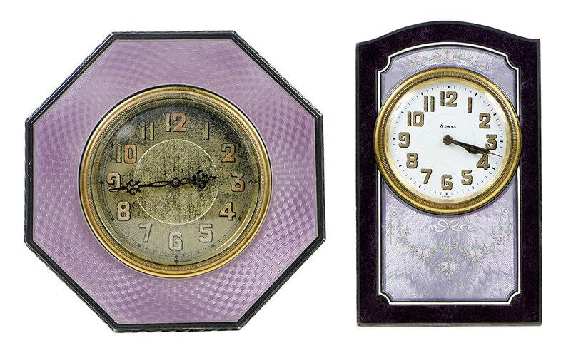 Two Silver and Guilloché Travel Clocks (1 of 6)