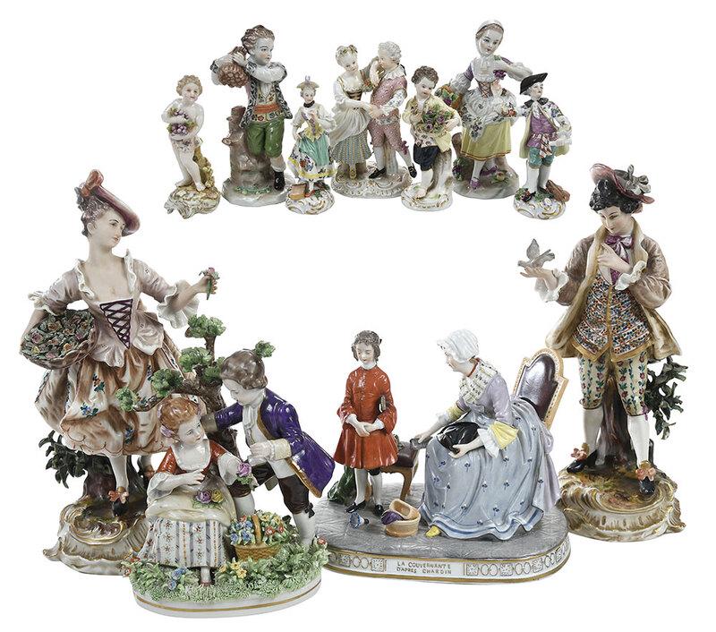 Eleven German/Meisen Porcelain Figural Groups (1 of 10)