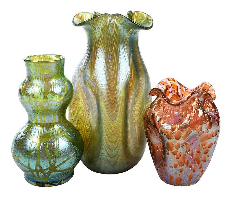 Three Loetz or Loetz Style Art Glass Vases (1 of 9)