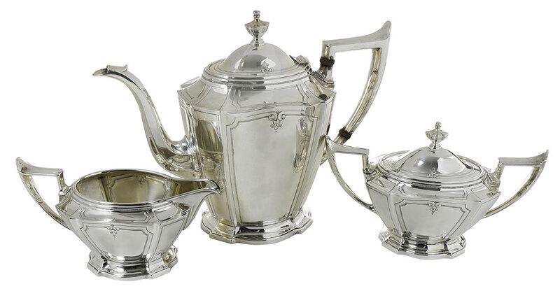 Three Piece Sterling Tea Service (1 of 8)