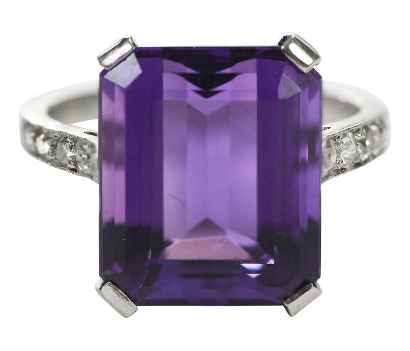 Platinum Amethyst and Diamond Ring (1 of 8)
