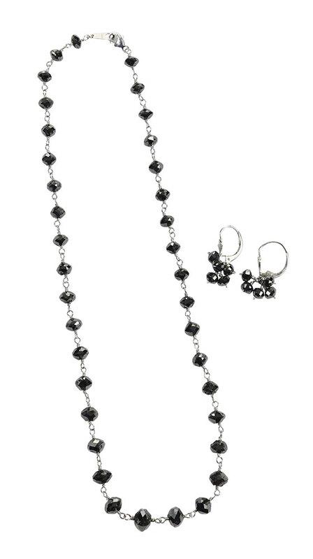 Platinum Black Diamond Necklace and Earrings (1 of 8)