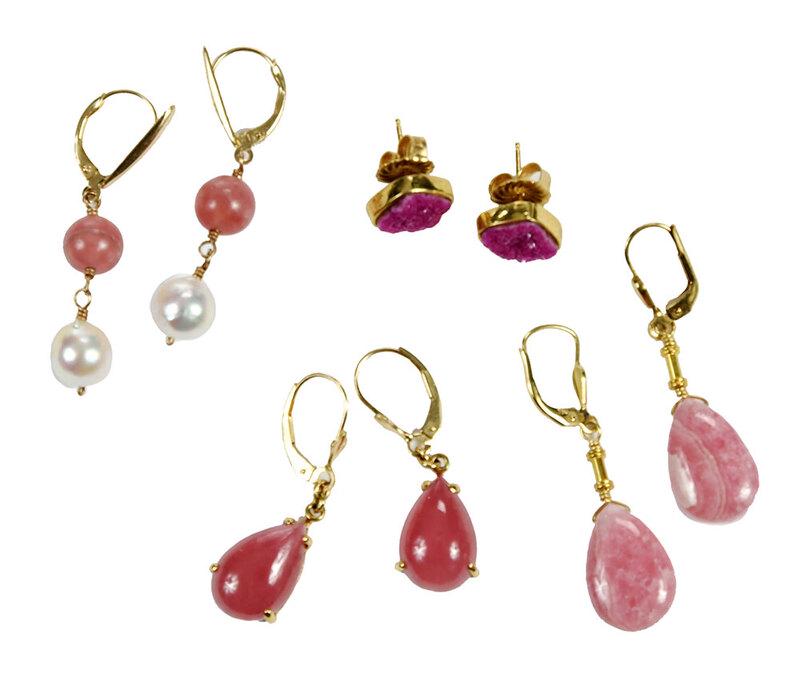 Four Pairs Gold Gemstone Earrings (1 of 8)