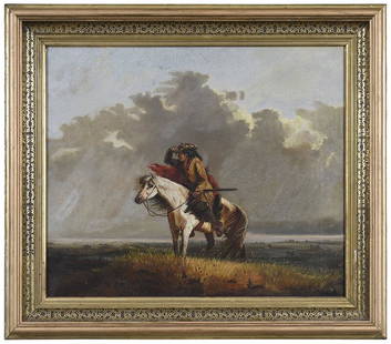 After Alfred Jacob Miller: (American, 1810-1874) The Lost Greenhorn,ÿsigned with initials and dated lower right, ?J.C.H. 1870", oil on canvas, 20 x 24 in.; period carved gilt wood and composition frame, 26-1/4 x 30 in.ÿ - Pro
