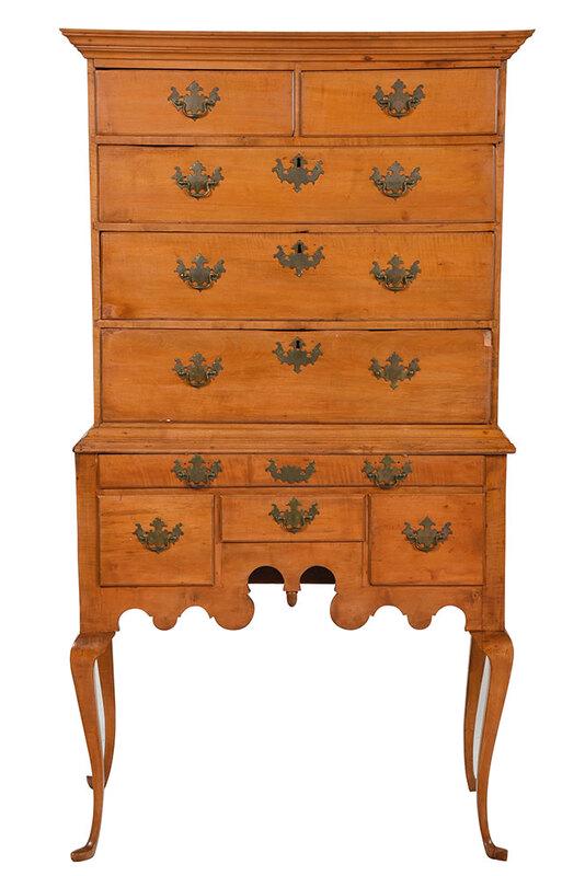 New England Queen Anne Figured Maple High Chest (1 of 13)