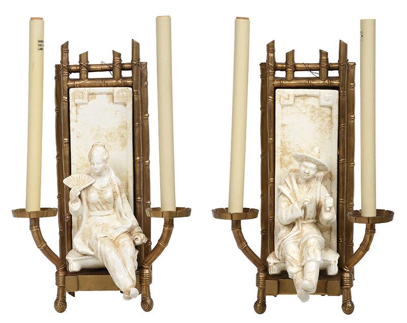 Pair Chapman Chinoiserie Figural Wall Sconces (1 of 6)