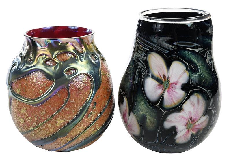 Charles Lotton "Lava" and Multi Flora Glass Vases (1 of 9)