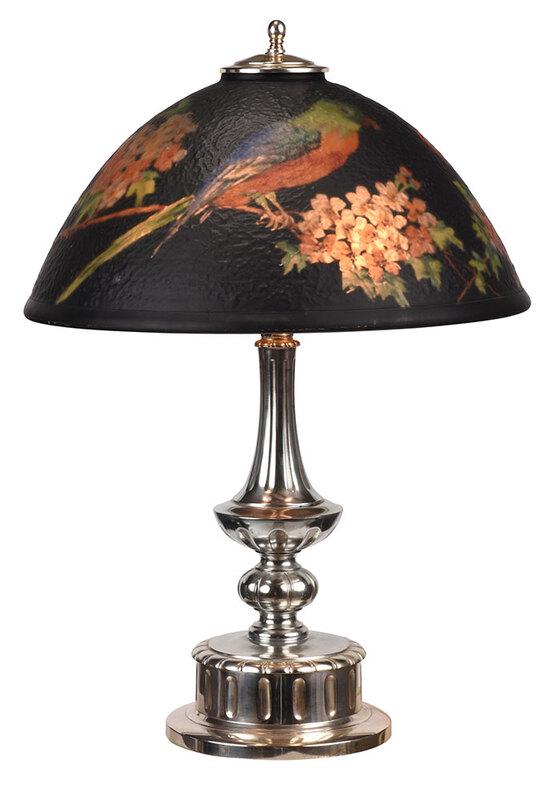 Pairpoint Lamp with Reverse Painted Parrot Shade (1 of 16)