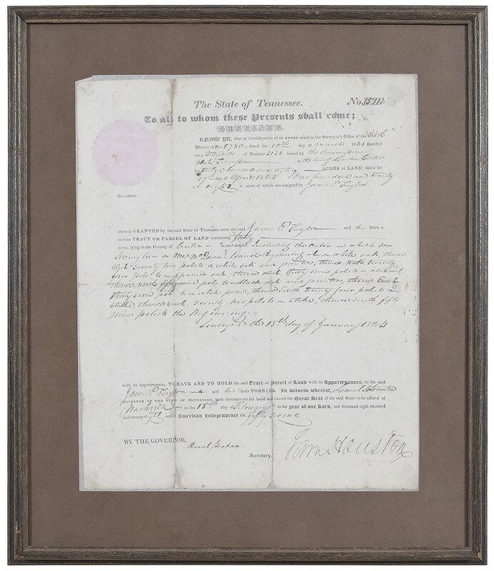 Sam Houston Signed Land Grant (1 of 5)