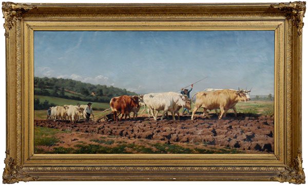 Painting after Bonheur,: [Labourage nivernais; le sombrage] (Plowing in Nivernais; the tillage), after the 1849 original in the Musee d'Orsay, Paris, inscribed lower left "F.S. Perkins after Rosa Bonheur Paris 1876" (Frederic