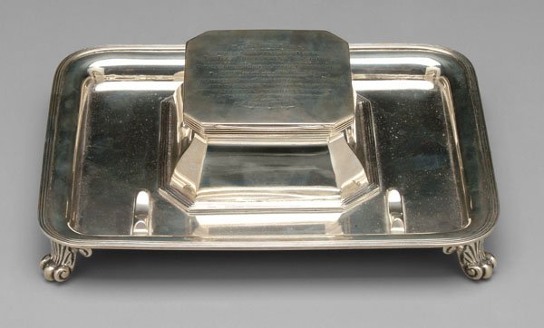 English silver ink stand,