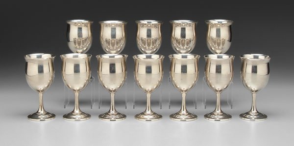 Set of 12 sterling goblets: