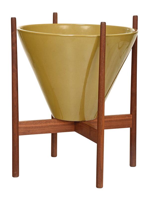 Architectural Pottery Planter on Wood Stand (1 of 5)