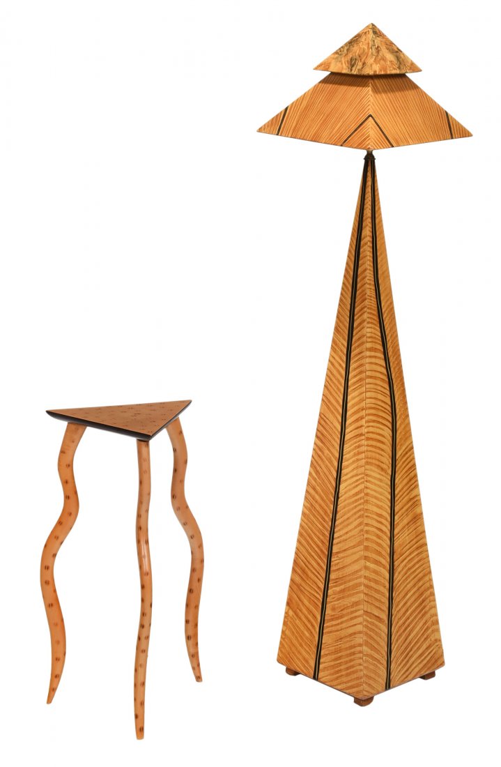 Bob Trotman Side Table, Faux Painted Modern Lamp (1 of 6)