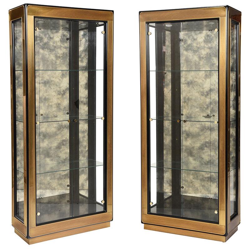 Pair Mastercraft Ebonized Lighted Vitrine Cabinets (1 of 8)