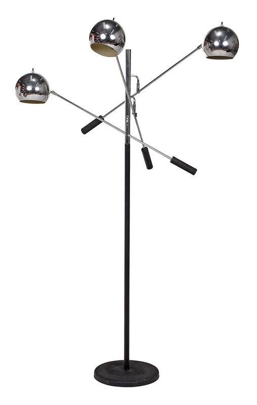 Modern Chrome and Steel Three Arm Floor Lamp (1 of 5)