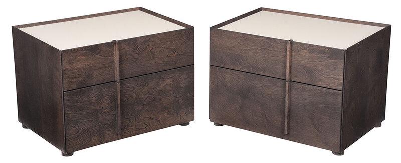 Pair Contemporary Glass Top Bedside Tables (1 of 6)