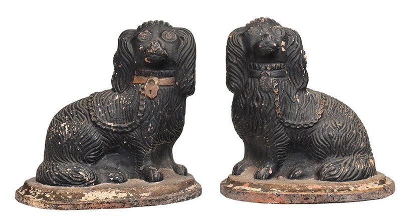 Pair of Painted Terracotta Dog Statues (1 of 9)