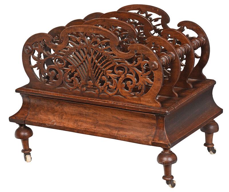 Victorian Figured Walnut Open Fretwork Canterbury (1 of 5)