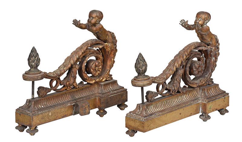 Pair of Louis XV Style Figural Brass Chenets (1 of 10)