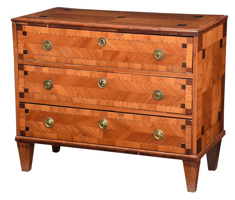 Continental Parquetry Inlaid Three Drawer Commode (1 of 9)