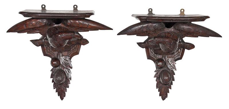 Pair Black Forest Style Eagle Wall Shelves (1 of 7)