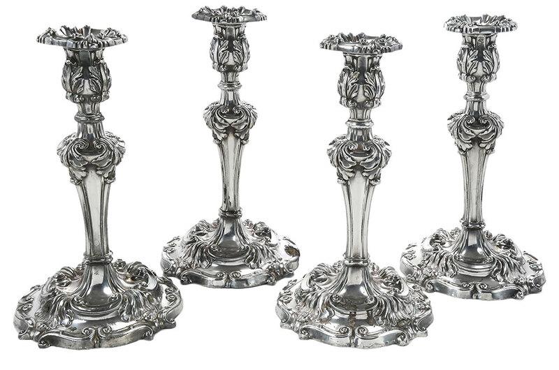 Set of Four Silver Plate Candlesticks (1 of 6)