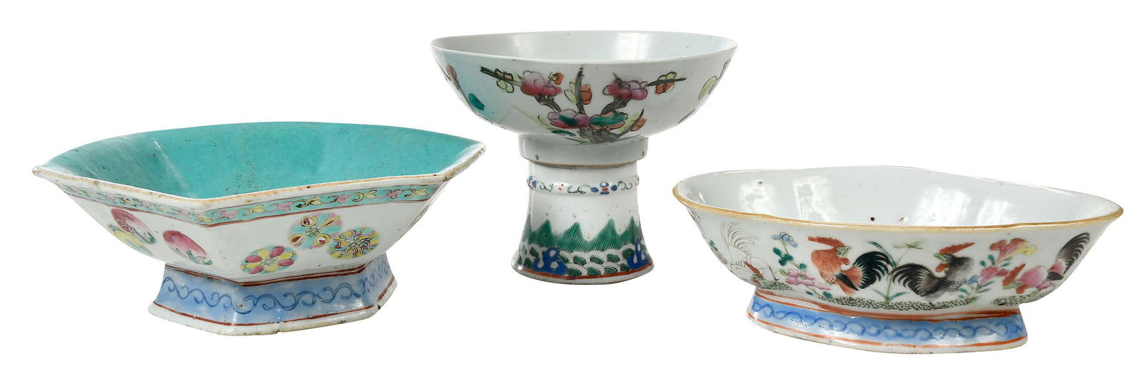 Three Chinese Famille Rose Porcelain Bowls, Cup (1 of 14)