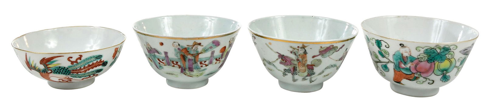 Four Small Chinese Enameled Porcelain Bowls (1 of 10)
