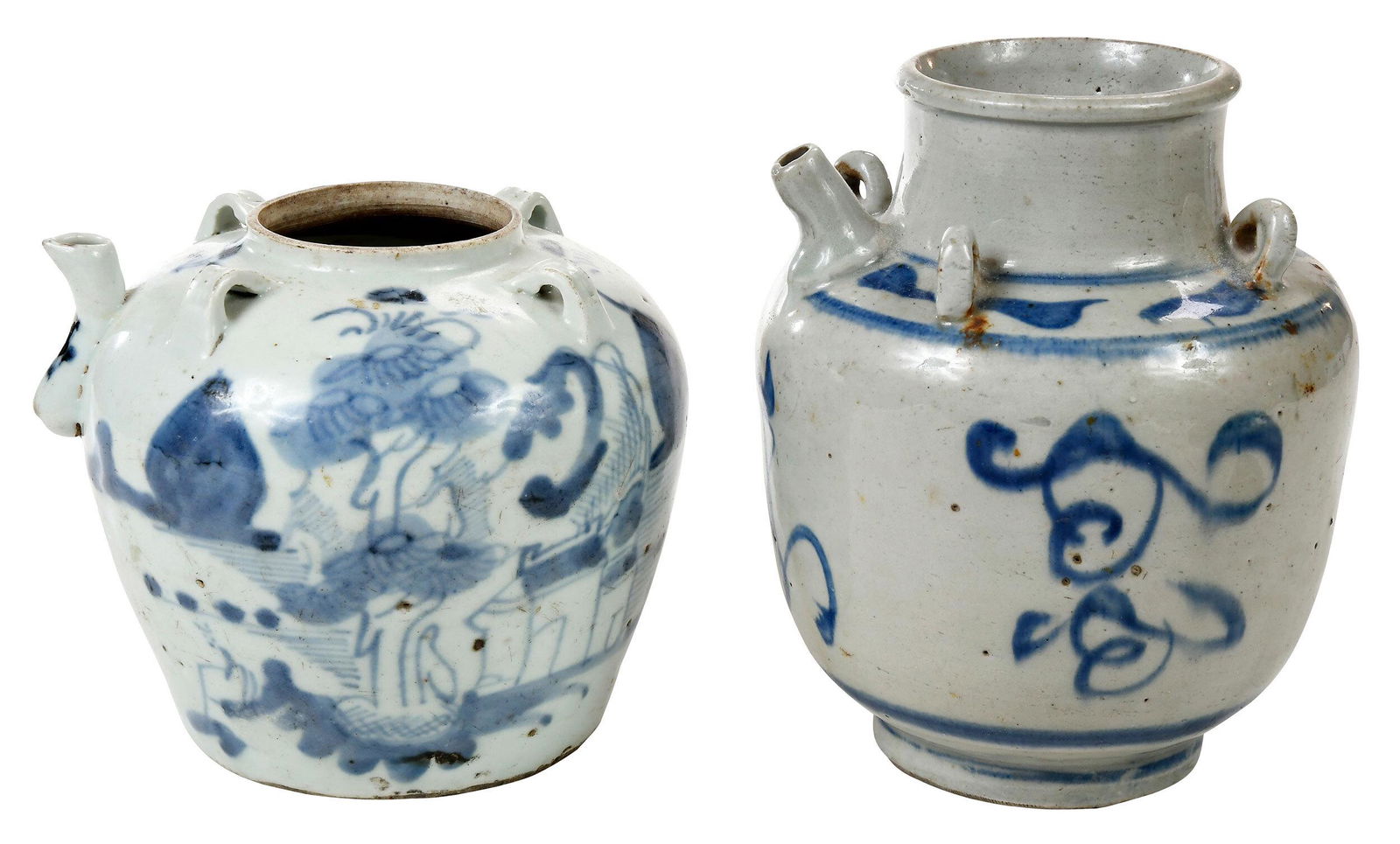 Two Chinese Blue and White Oil Jars (1 of 8)