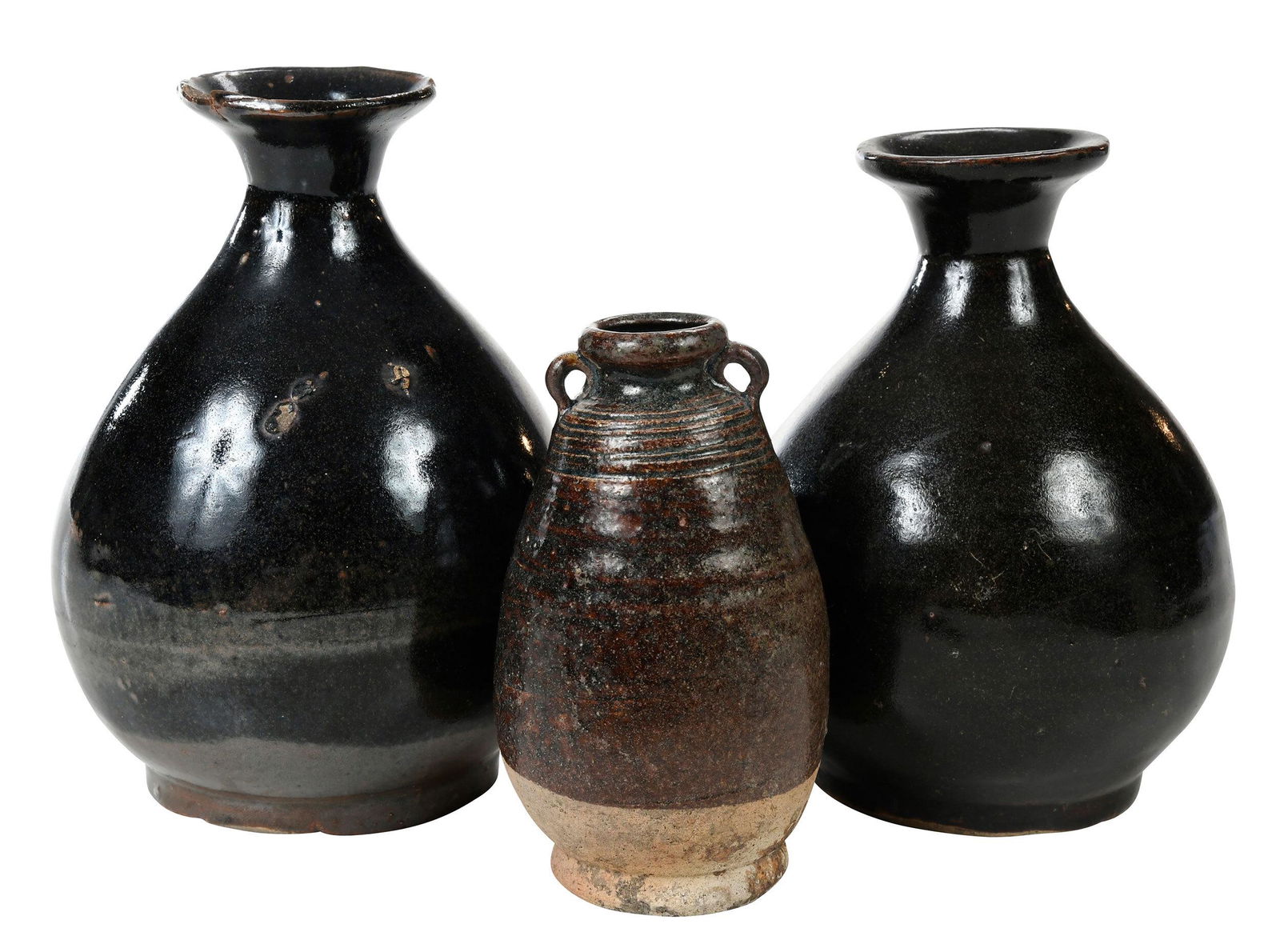 Two Chinese Brown Glazed Vases, Thai Stoneware Jar (1 of 10)