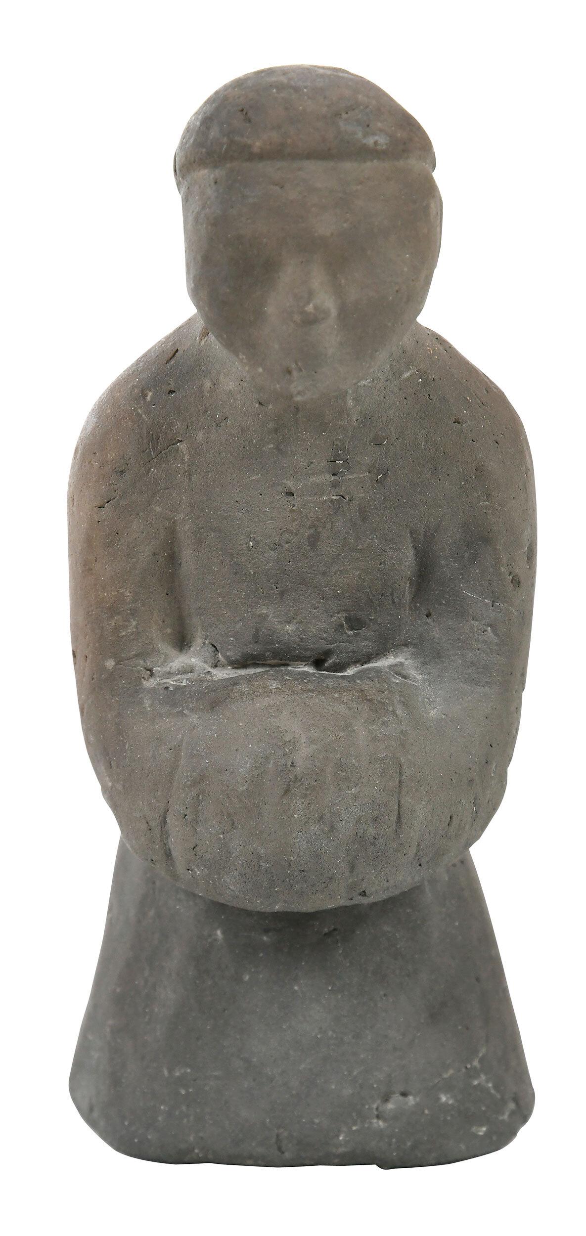 Small Gray Pottery Figure of Mourner (1 of 6)