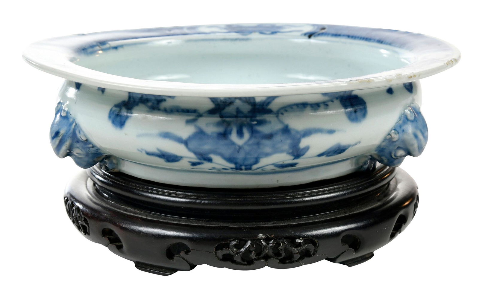 Chinese Blue and White Shallow Porcelain Planter (1 of 9)