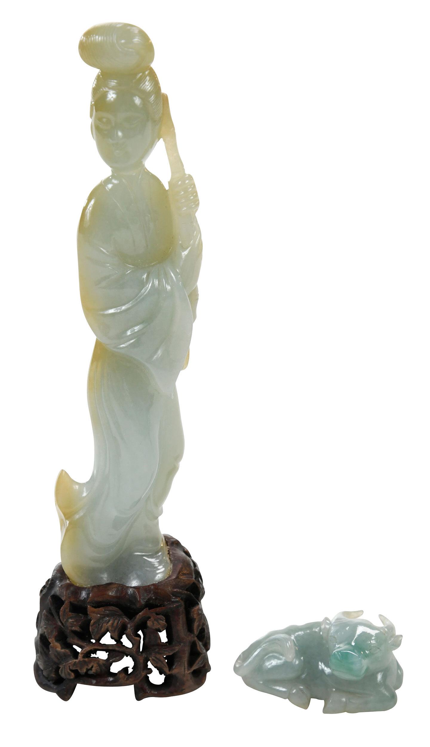 Two Chinese Carved Jade Figures (1 of 7)